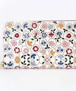 Made In Japan Wallets Scrolling Flower Long Zip Around Wallet