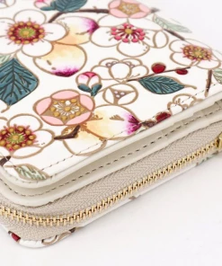 Made In Japan Wallets Plum Blossom Zippered Bifold Wallet