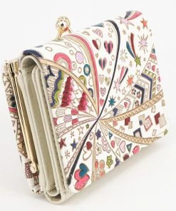 Made In Japan Wallets Glossy Hearts Small Trifold Frame Wallet