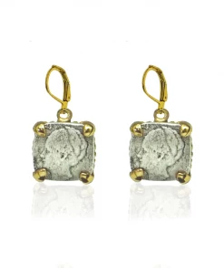 Tat2 Designs Jewelry Gold Mini Square Wilhelmina Coin Earrings