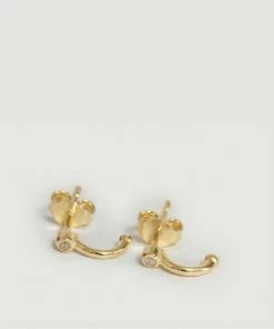 5 Octobre Jewelry Terry Diamond Stud Gold Mini Hoops