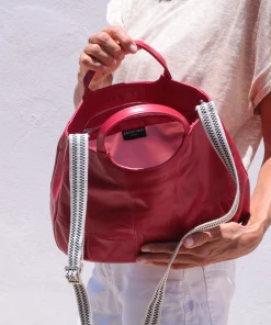 Brontibay Paris Bags Bridget Sassy Leather Handle Crossbody Lipstick Red