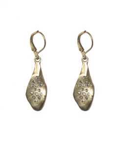 Tat2 Designs Jewelry Gold Teardrop Crystal Impression Earrings