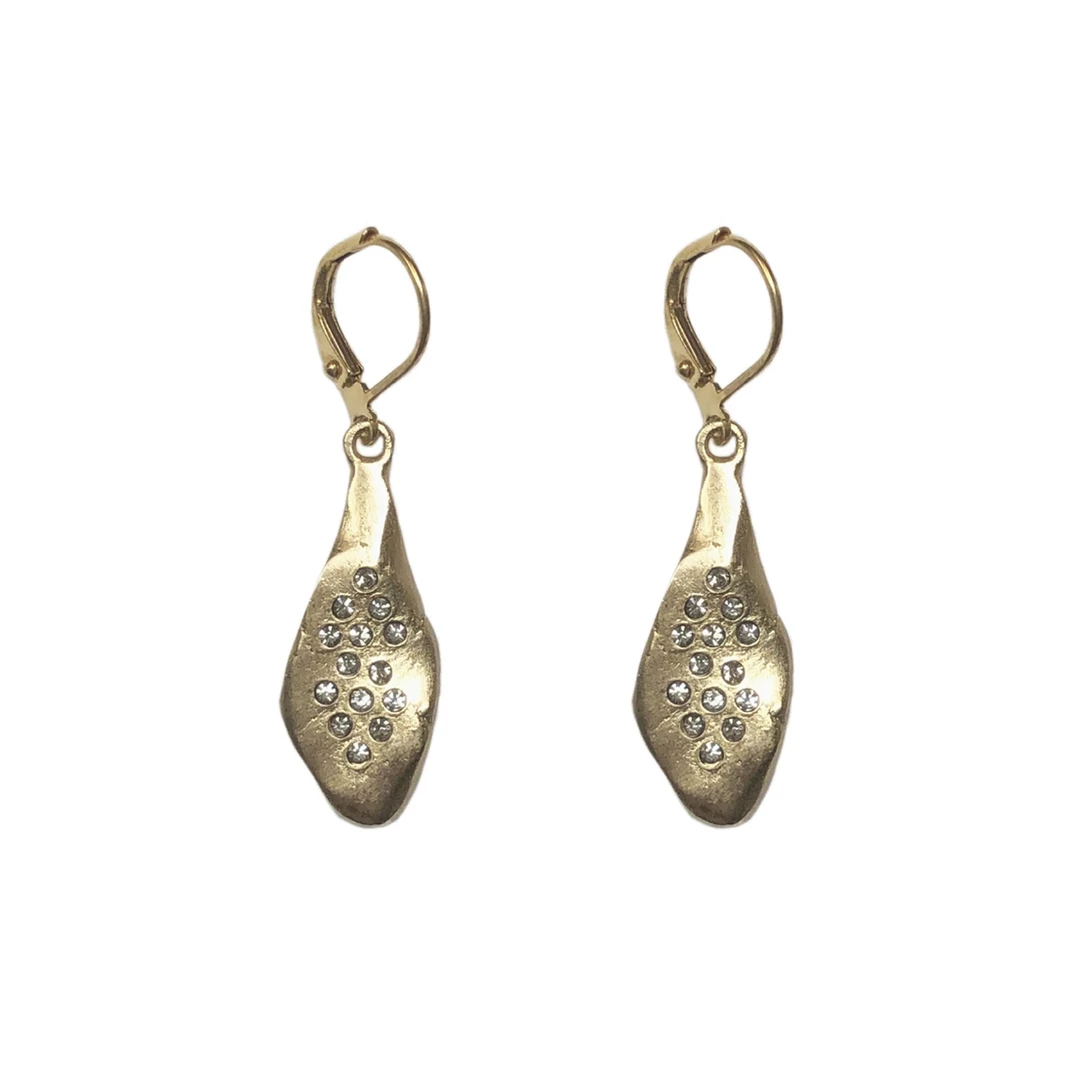 Tat2 Designs Jewelry Gold Teardrop Crystal Impression Earrings