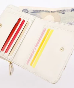 Made In Japan Wallets Red Cat And Flowers Zippered Bifold Wallet