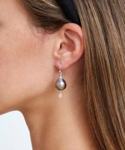 Chan Luu Baroque Champagne Pearl And Diamond Teardrop Earrings Jewelry