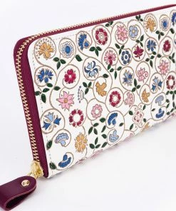 Made In Japan Wallets Scrolling Flower Long Zip Around Wallet