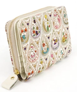 Made In Japan Wallets Red Cat And Flowers Zippered Bifold Wallet