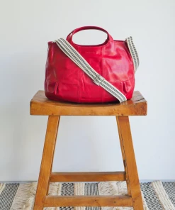 Brontibay Paris Bags Bridget Sassy Leather Handle Crossbody Lipstick Red