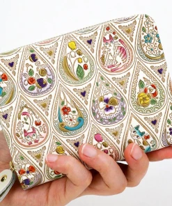 Made In Japan Wallets Red Cat And Flowers Zippered Bifold Wallet