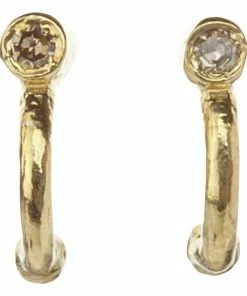 5 Octobre Jewelry Terry Diamond Stud Gold Mini Hoops